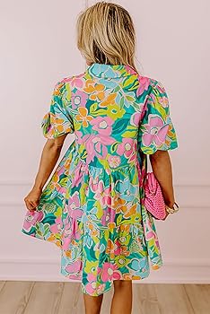 Amazon.com: ZhiHiMeRi Women's Green Floral Puff Sleeve
